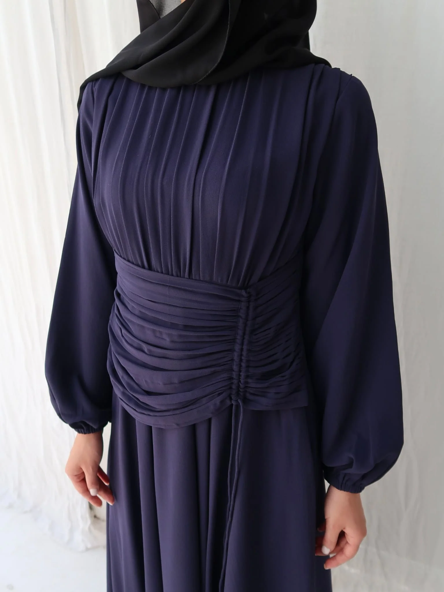 Zuri Blue Pleated Long Dress - Image 2