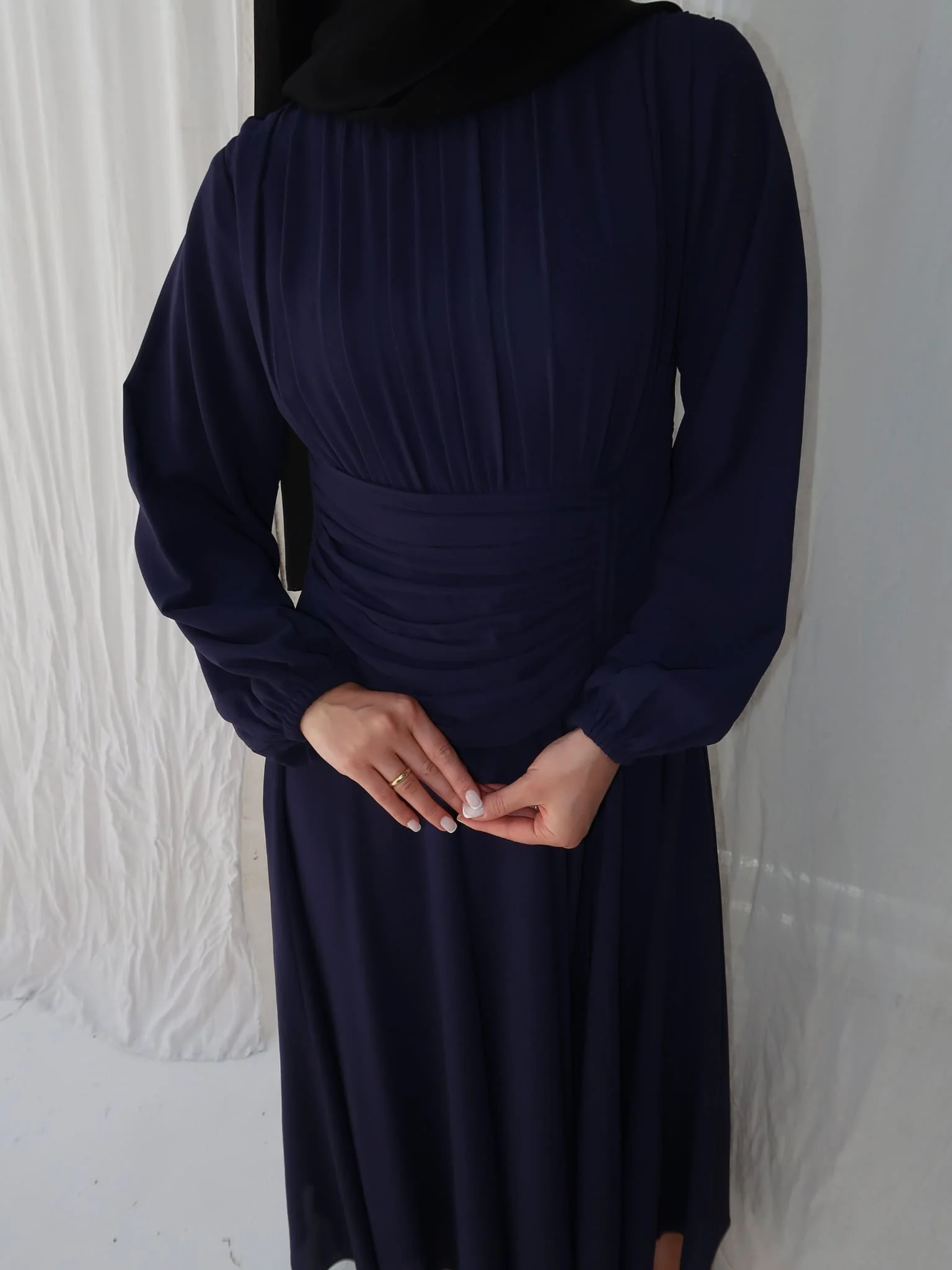 Zuri Blue Pleated Long Dress - Image 6