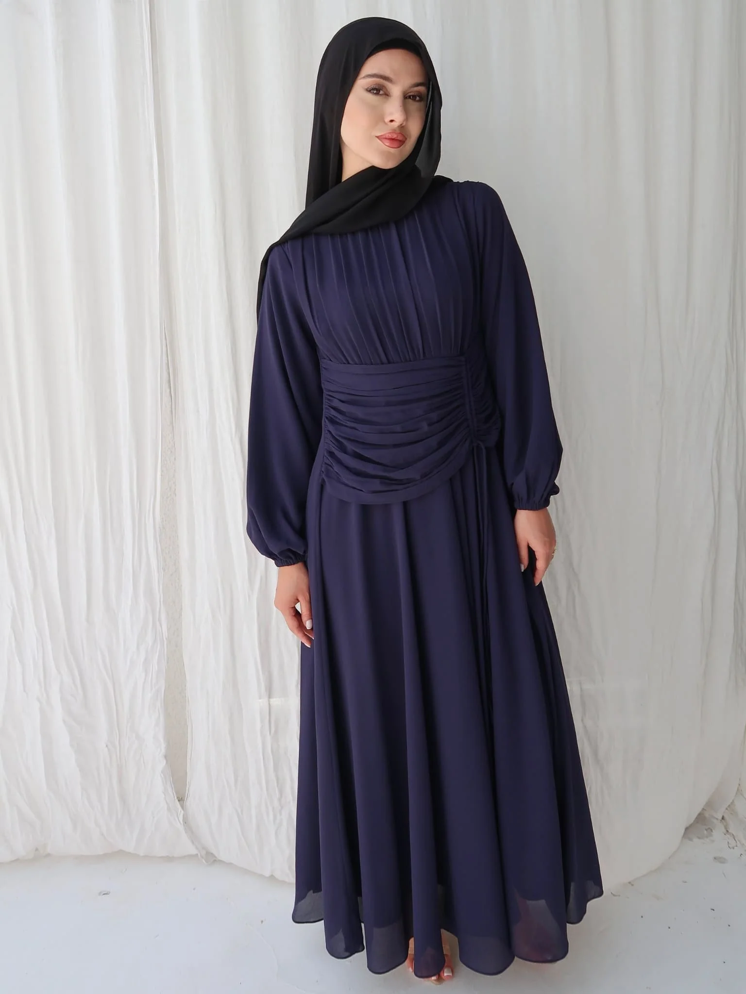 Zuri Blue Pleated Long Dress - Image 9